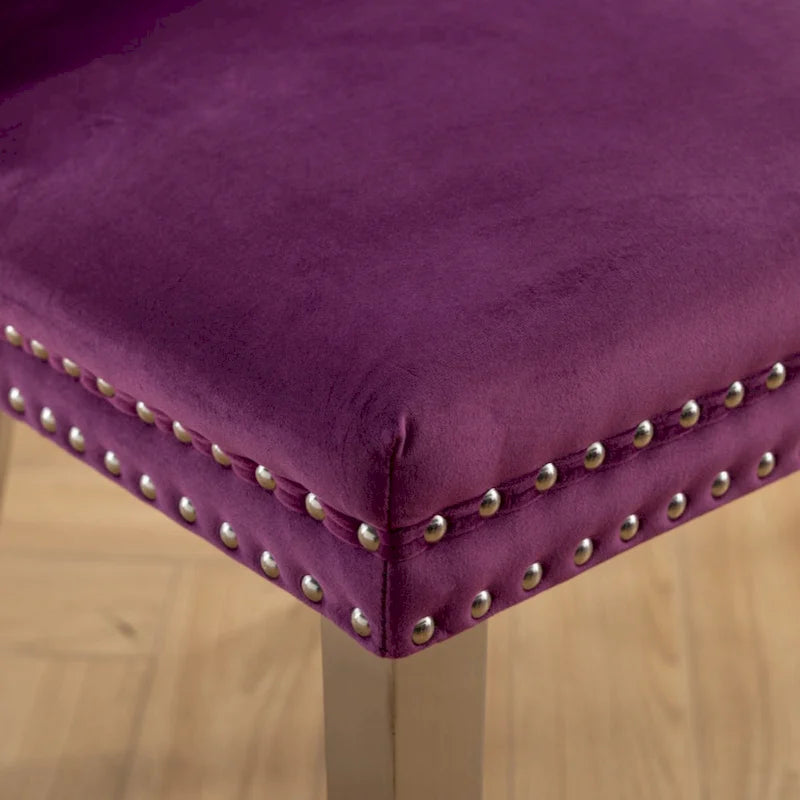 Olive Green / Purple Tufted Velvet Dining Chair with Chrome Legs, Single Seat