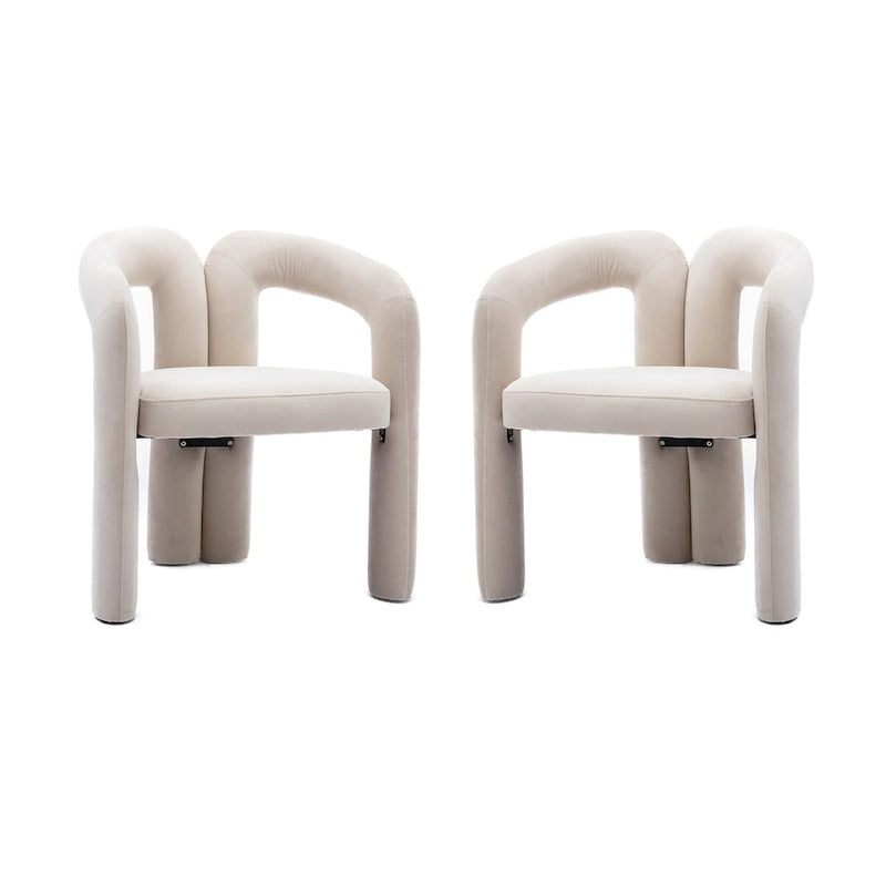 Contemporary Designed Fabric Upholstered Accent/Dining Chair /Barrel Side Chairs Kitchen Armchair for Living Room set of 2