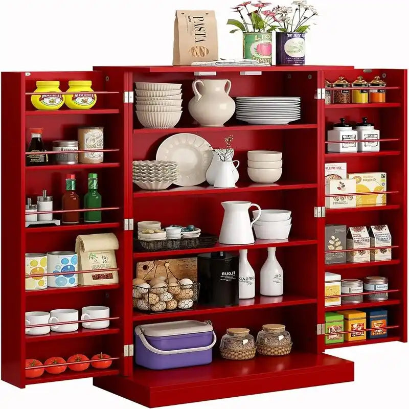 Blue/Red/Grey/White 2-Door Freestanding Storage Cabinet with Adjustable Shelves, 1-Person Assembly