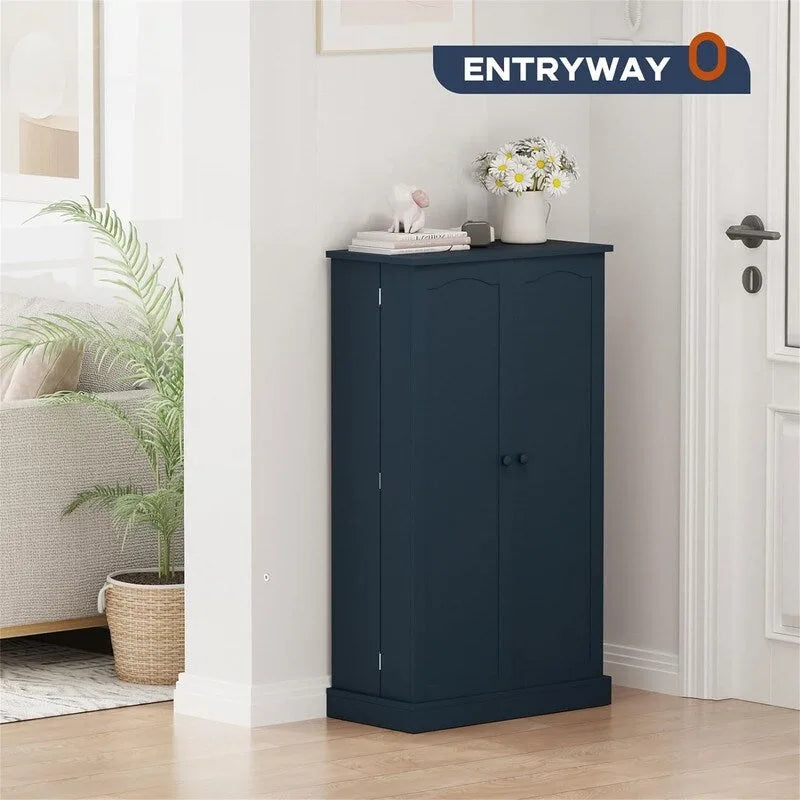 Blue/Red/Grey/White 2-Door Freestanding Storage Cabinet with Adjustable Shelves, 1-Person Assembly
