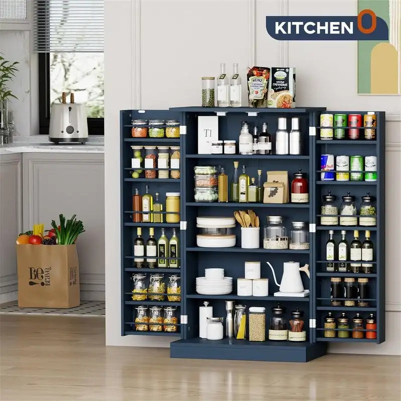 Blue/Red/Grey/White 2-Door Freestanding Storage Cabinet with Adjustable Shelves, 1-Person Assembly