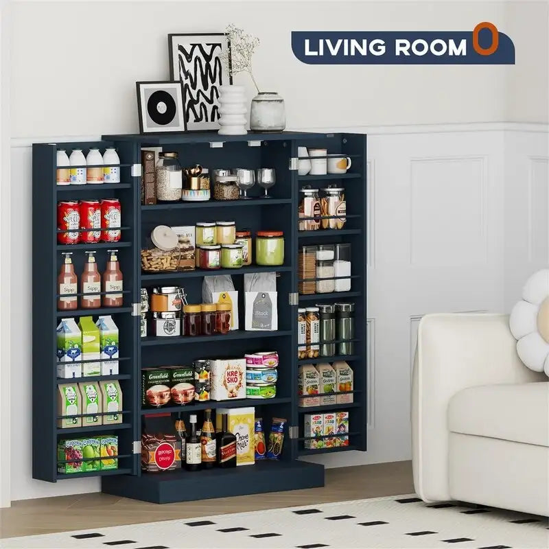 Blue/Red/Grey/White 2-Door Freestanding Storage Cabinet with Adjustable Shelves, 1-Person Assembly