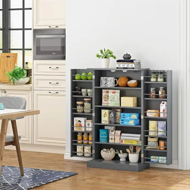 Blue/Red/Grey/White 2-Door Freestanding Storage Cabinet with Adjustable Shelves, 1-Person Assembly