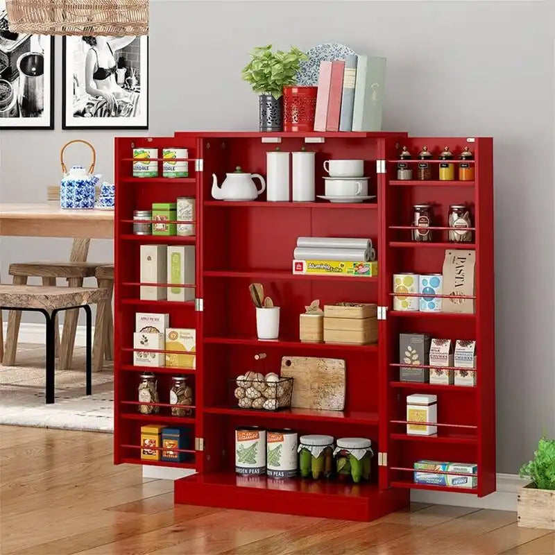 Blue/Red/Grey/White 2-Door Freestanding Storage Cabinet with Adjustable Shelves, 1-Person Assembly