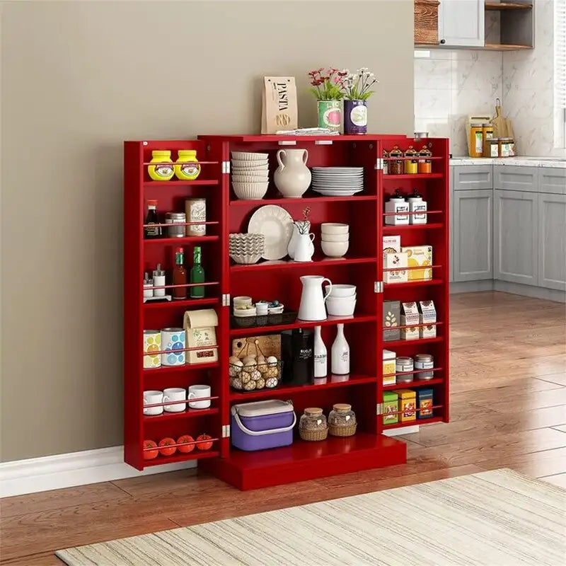 Blue/Red/Grey/White 2-Door Freestanding Storage Cabinet with Adjustable Shelves, 1-Person Assembly