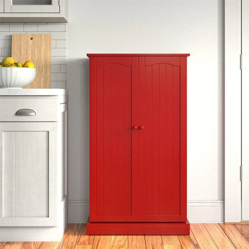 Blue/Red/Grey/White 2-Door Freestanding Storage Cabinet with Adjustable Shelves, 1-Person Assembly