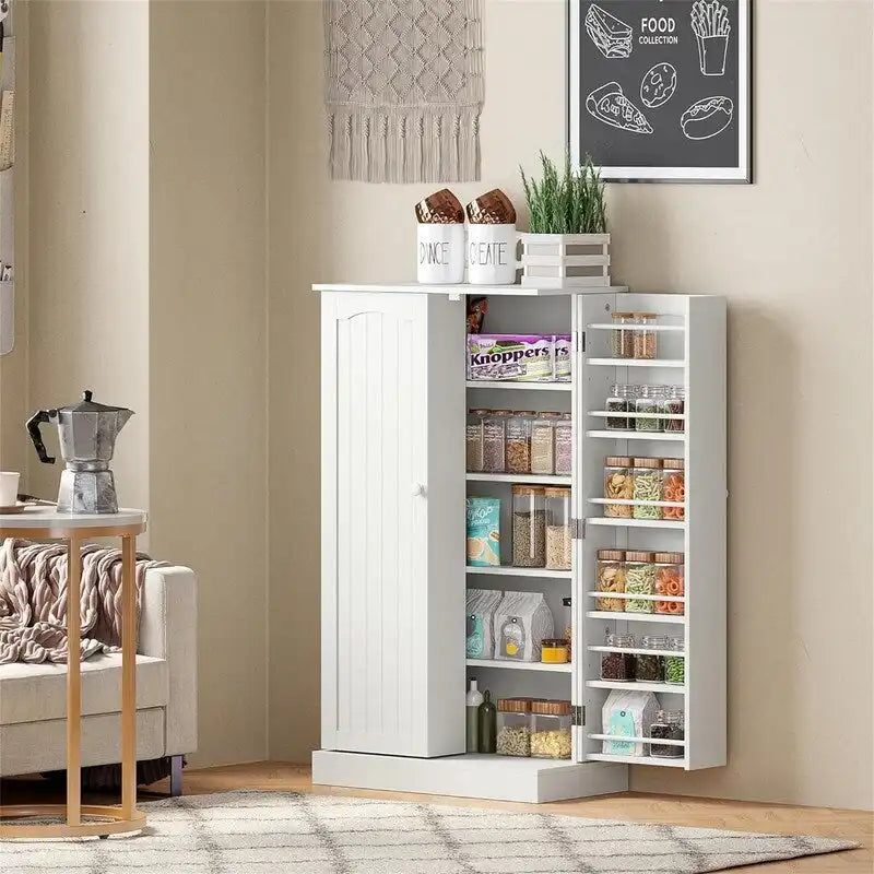 Blue/Red/Grey/White 2-Door Freestanding Storage Cabinet with Adjustable Shelves, 1-Person Assembly