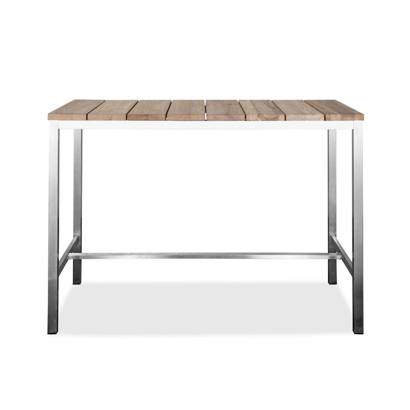Wood Brown & Silver Dining Table, Solid Wood & Steel, Seats 6