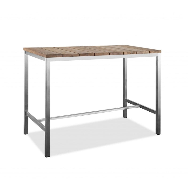 Wood Brown & Silver Dining Table, Solid Wood & Steel, Seats 6