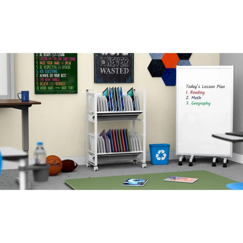 Gray Steel Open Charging Cart for 32 Tablets / Chromebooks