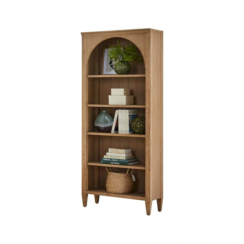 Brown Wood Finish Open Bookcase, Single, Fully Assembled