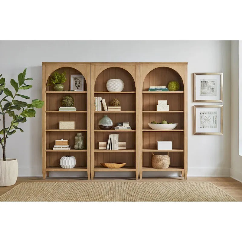 Brown Wood Finish Open Bookcase, Single, Fully Assembled