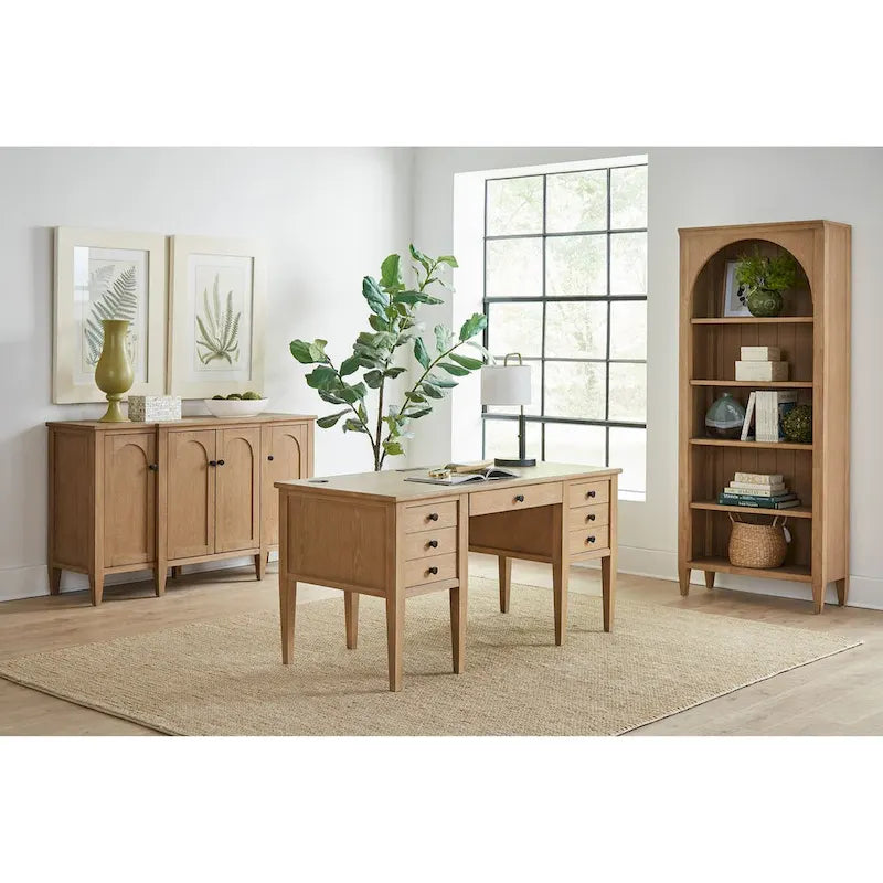 Brown Wood Finish Open Bookcase, Single, Fully Assembled