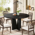 39.4" Round Dining Table for 4 – Black / Wood / Brown