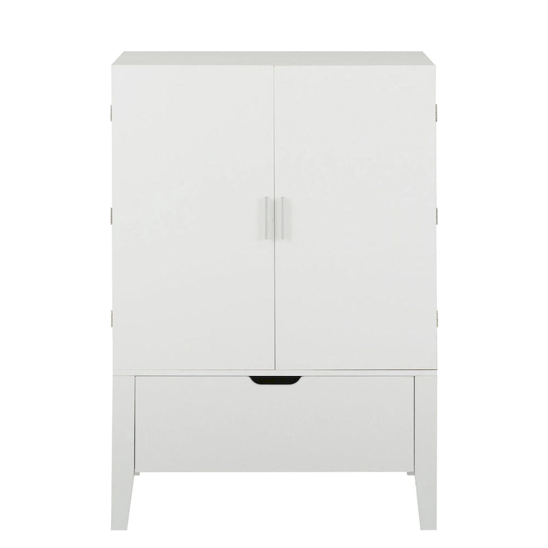 Brown & White Industrial Sideboard with Wine Rack & Stemware Holder, 1-Person Assembly