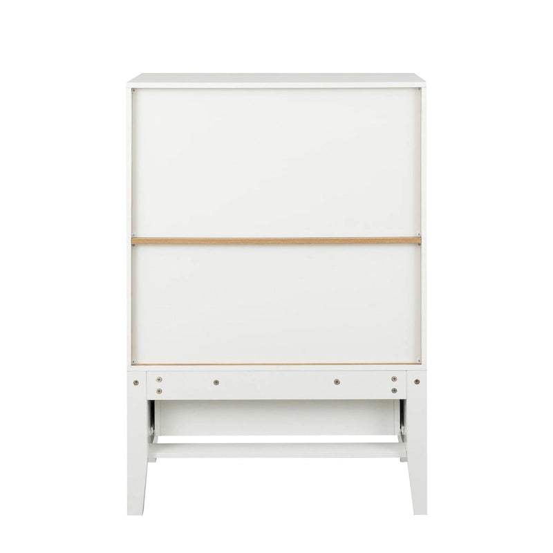Brown & White Industrial Sideboard with Wine Rack & Stemware Holder, 1-Person Assembly