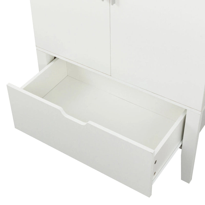 Brown & White Industrial Sideboard with Wine Rack & Stemware Holder, 1-Person Assembly